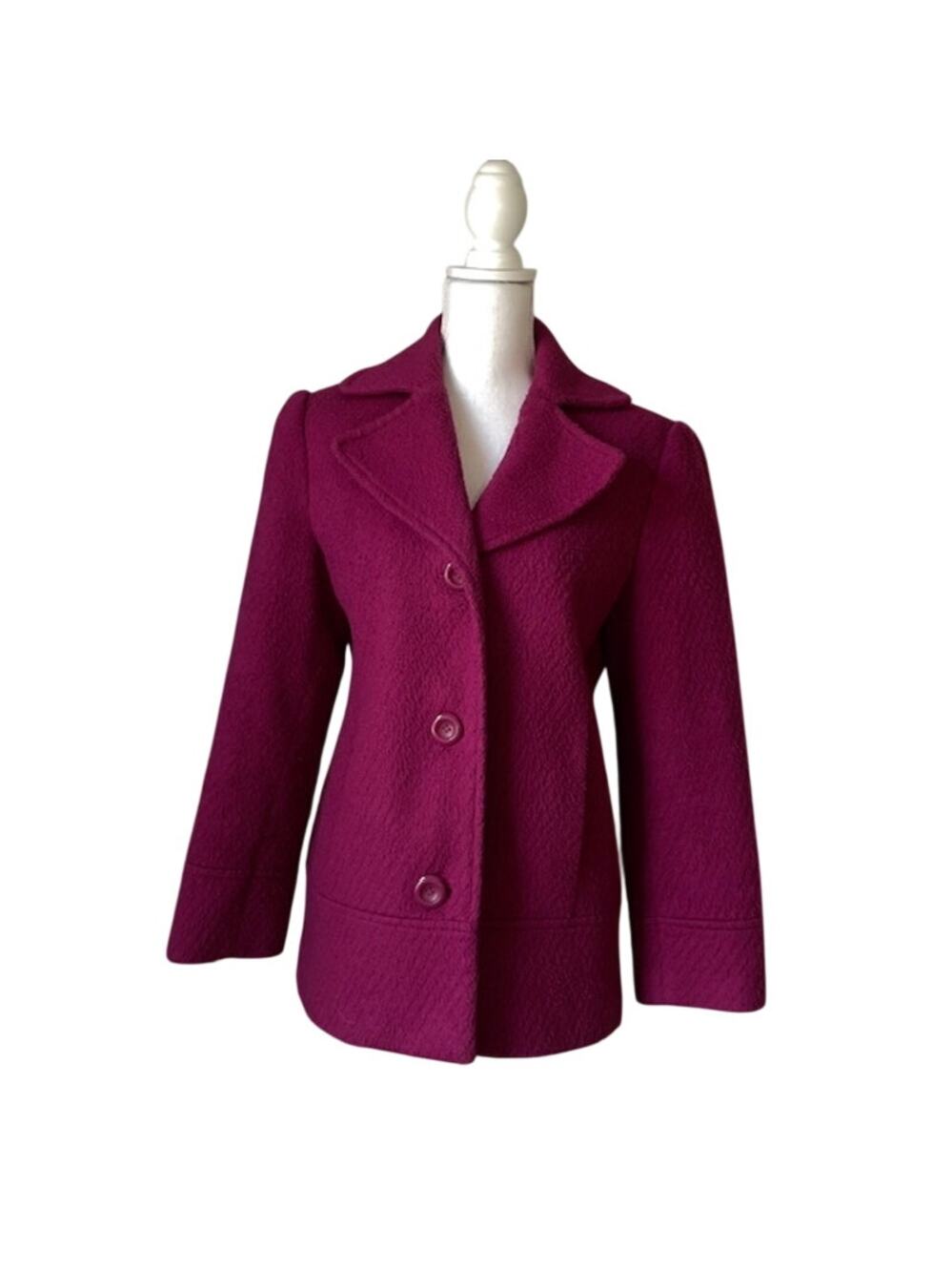 Chadwicks Raspberry Magenta Boiled Wool Blend Jacket Coat Women’s Size 8 Lined